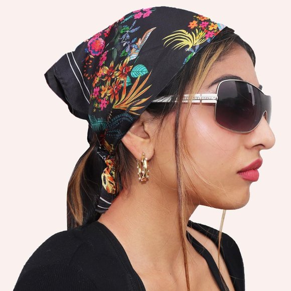 NWT Black 100% Silk Bandana - Picture 2 of 4